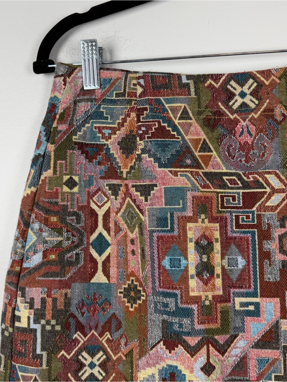 VTG Carole Little Tapestry Southwestern Aztec Western Fall Wrap Skirt 6 Petite - Picture 8 of 10